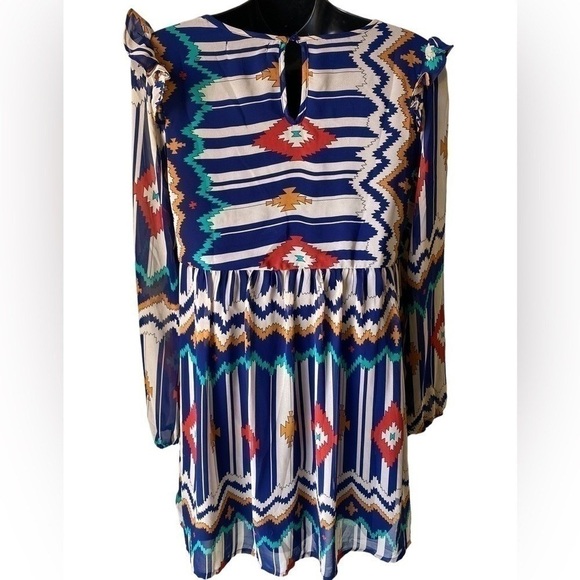 Multicolor Patterned Women's Dress - Picture 3 of 3